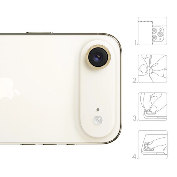 Metalowa osłona obiektywów szkło na aparat iPhone Air, złota (4)