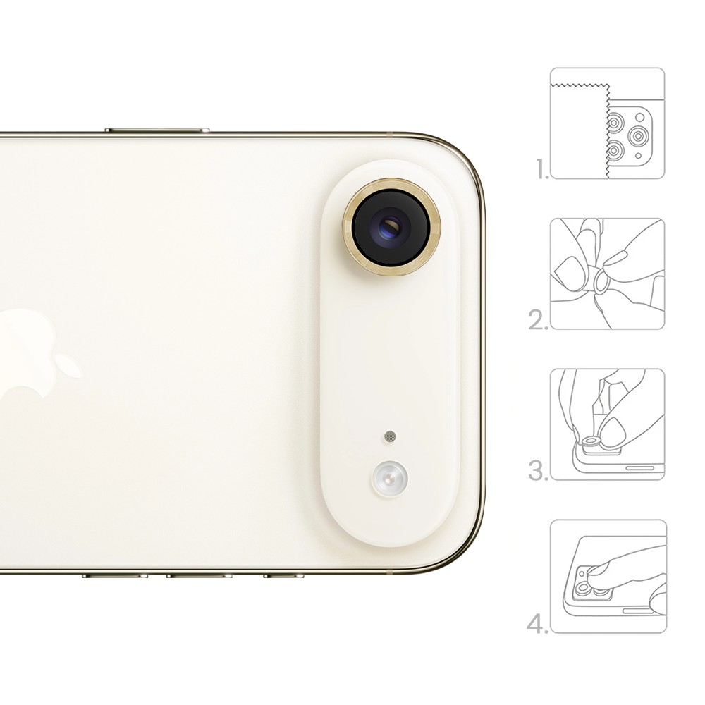 Metalowa osłona obiektywów szkło na aparat iPhone Air, złota (4)