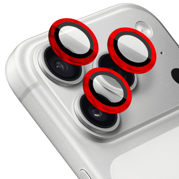 Metalowa osłona obiektywów szkło na aparat iPhone 17 Pro Max, czerwone