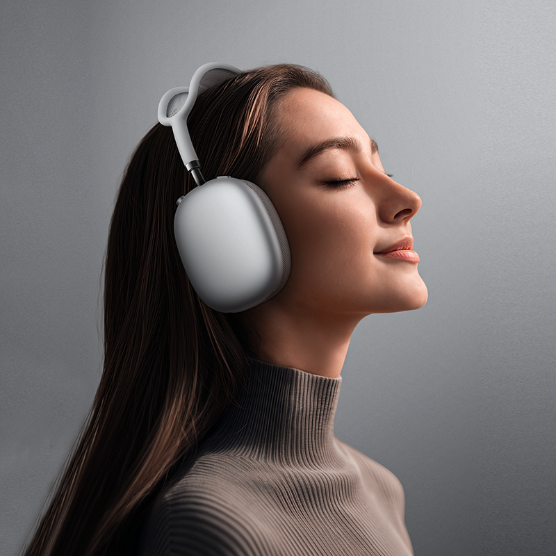 Słuchawki nauszne ANC z wyciszaniem otoczenia, styl AirPods Max, srebrne_photo-4