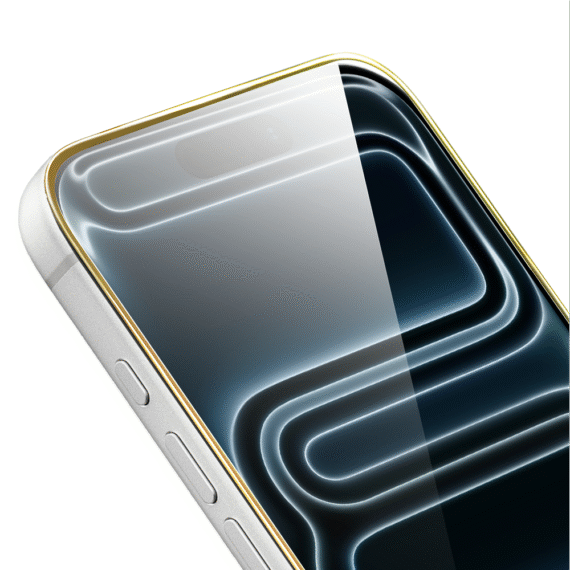 Szkło hartowane 9H do iPhone 17 Pro Max, twarde wzmocnione z metalizowaną złotą ramką (2) Szkło hartowane 9H do iPhone 17 Pro Max, twarde wzmocnione z metalizowaną złotą ramką (2)