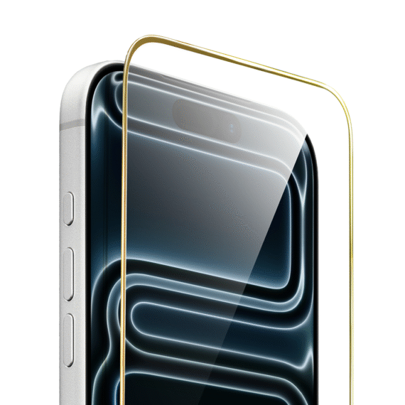 Szkło hartowane 9H do iPhone 17 Pro Max, twarde wzmocnione z metalizowaną złotą ramką (4) Szkło hartowane 9H do iPhone 17 Pro Max, twarde wzmocnione z metalizowaną złotą ramką (4)