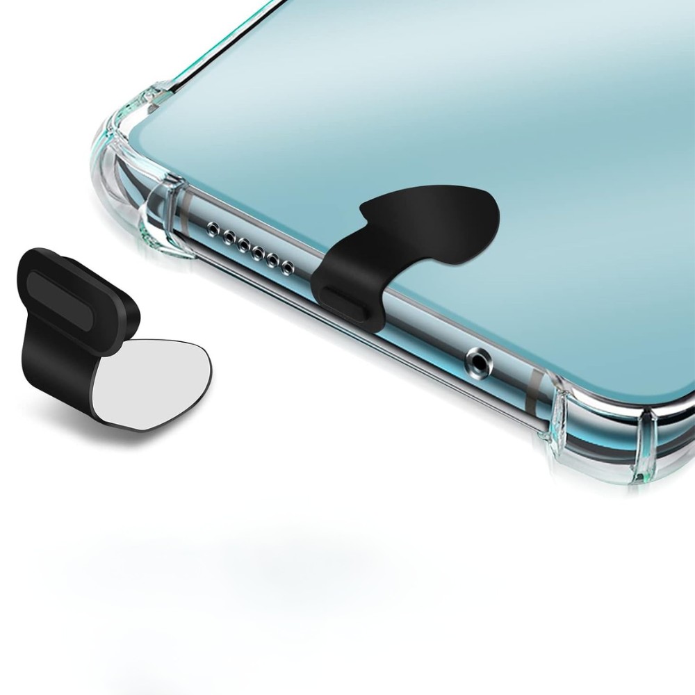 Zaślepka USB typ C, zatyczka portu ładowania do iPhone 151617 (wszystkie modele) do przyklejenia, 2 sztuki w zestawie, czarna (1)