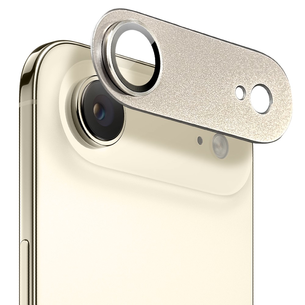 iPhone 17 Air gładka metalowa osłona na cały panel aparatu, wbudowane szkła 9H, złotajasne złoto AIR-1