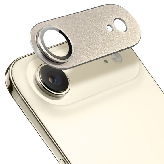 iPhone 17 Air gładka metalowa osłona na cały panel aparatu, wbudowane szkła 9H, złotajasne złoto AIR