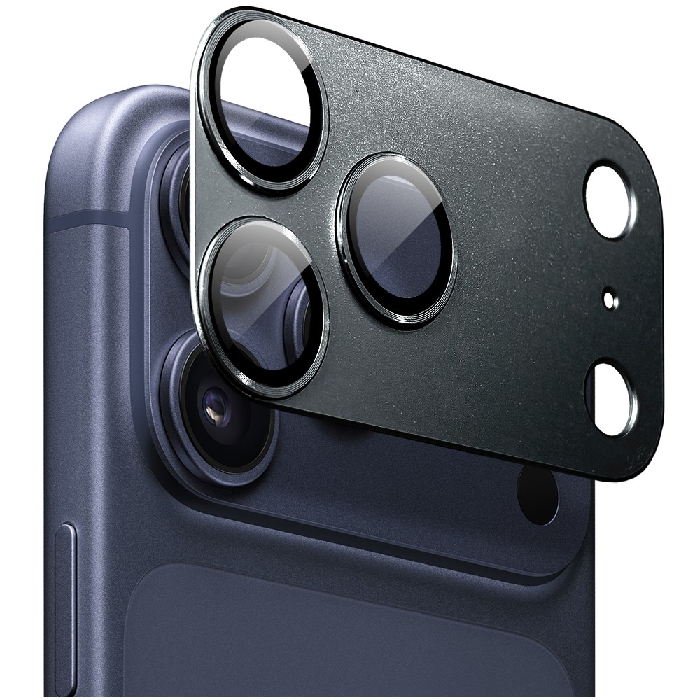 iPhone 17 Pro gładka metalowa osłona na cały panel aparatu, wbudowane szkła 9H, czarnaczarny ip 17 Pro-1