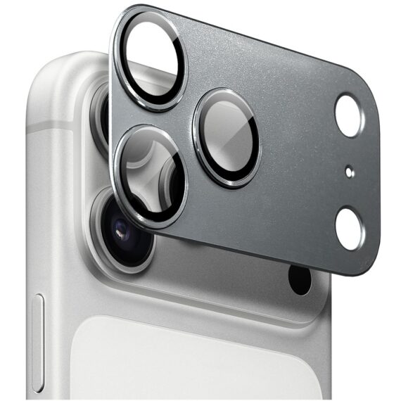 iPhone 17 Pro gładka metalowa osłona na cały panel aparatu, wbudowane szkła 9H, tytanowaszary 17 Pro-1