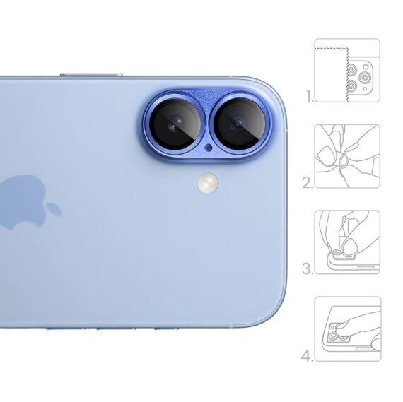 iPhone 17 gładka metalowa osłona na cały aparat, wbudowane szkła 9H, ultramarynaultramaryna-4