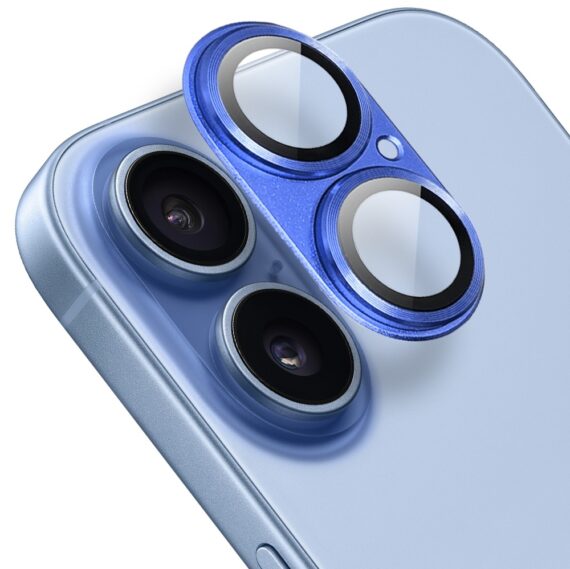 iPhone 17 gładka metalowa osłona na cały aparat, wbudowane szkła 9H, ultramarynaultramaryna