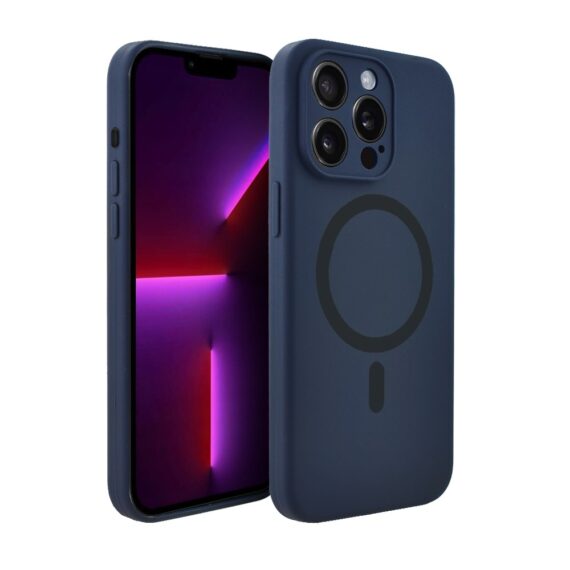 Etui do iPhone 13 Pro, silikonowe z MagSafe, mikrofibra soft touch z osłoną na aparat, granatowe (8)