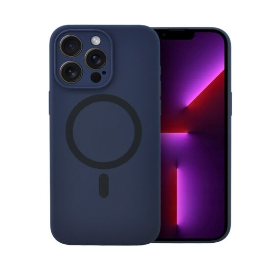 Etui do iPhone 13 Pro, silikonowe z MagSafe, mikrofibra soft touch z osłoną na aparat, granatowe (9)