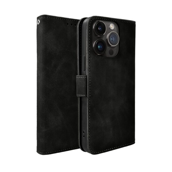 Etui do iPhone 14 Pro Max książkowe Velvet Touch, aksamitne, typu książka, z klapką, zamykane, czarne