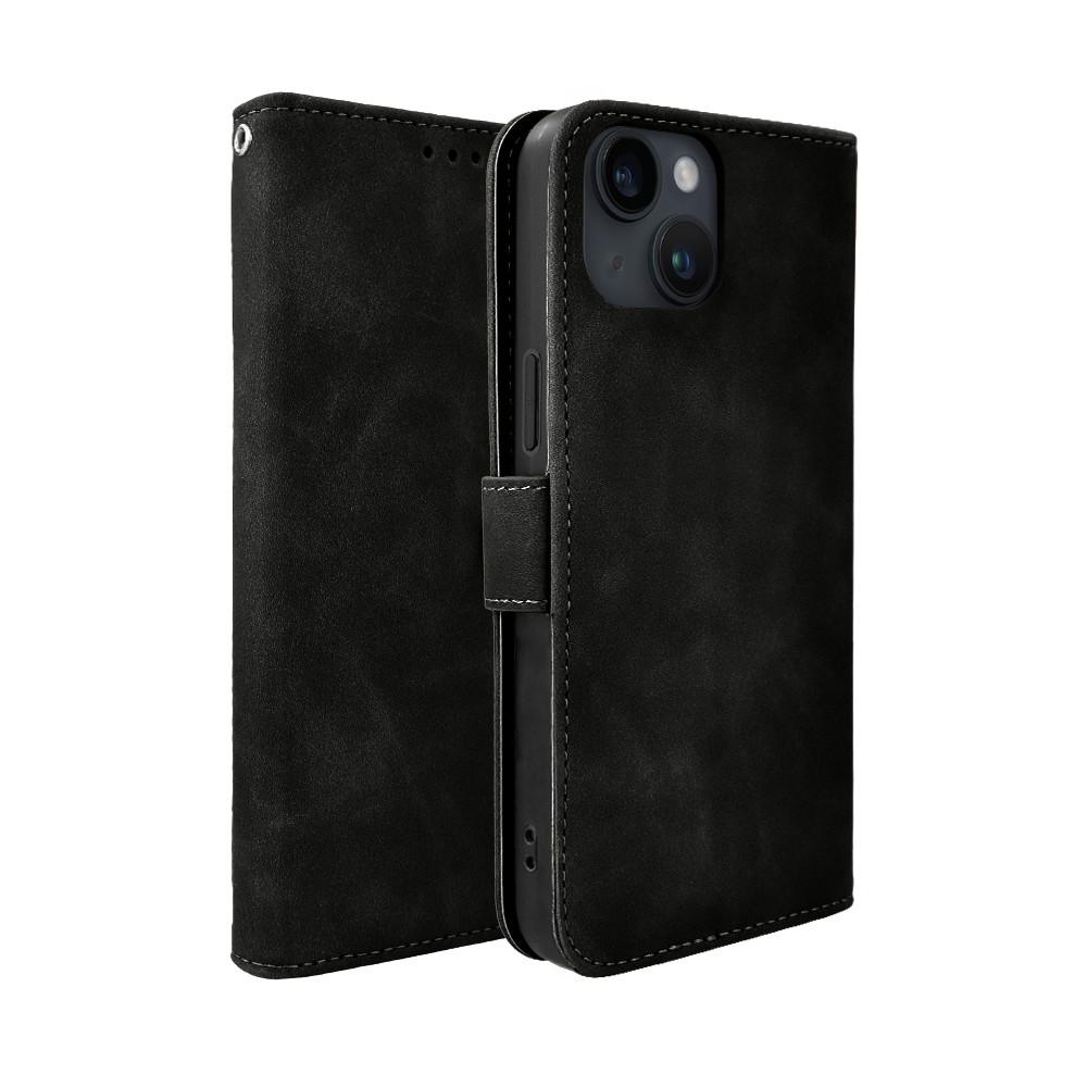 Etui do iPhone 14 książkowe Velvet Touch, aksamitne, portfelowe z zamknięciem, czarne (3)