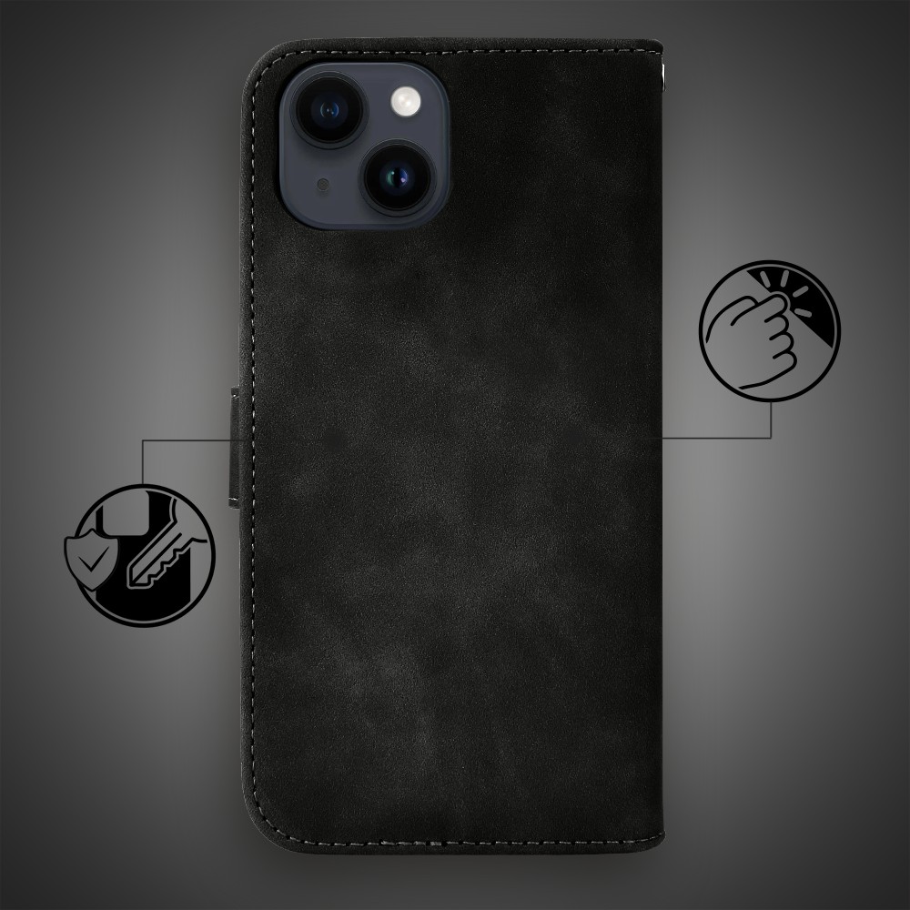 Etui do iPhone 14 książkowe Velvet Touch, aksamitne, portfelowe z zamknięciem, czarne (4)