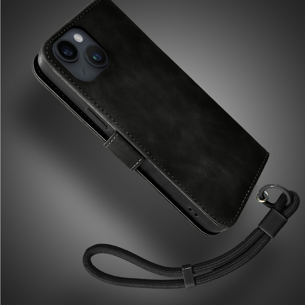 Etui do iPhone 14 książkowe Velvet Touch, aksamitne, portfelowe z zamknięciem, czarne (6)