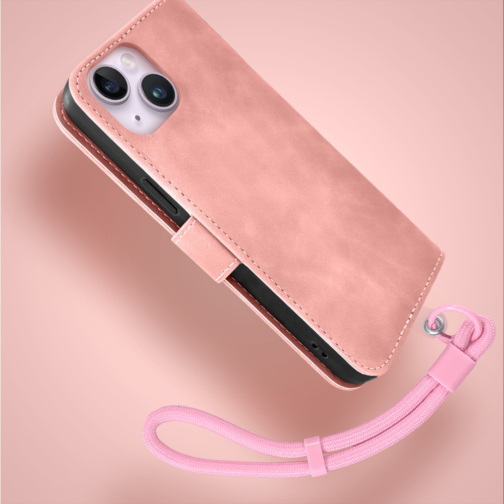 Etui do iPhone 14 książkowe Velvet Touch, aksamitne, portfelowe z zamknięciem, różowe (6)