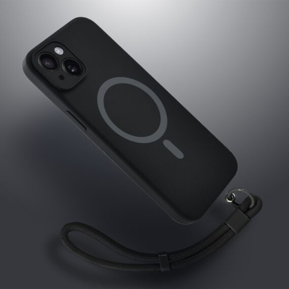 Etui do iPhone 14, silikonowe z MagSafe, mikrofibra soft touch z osłoną na aparat, czarne (7)