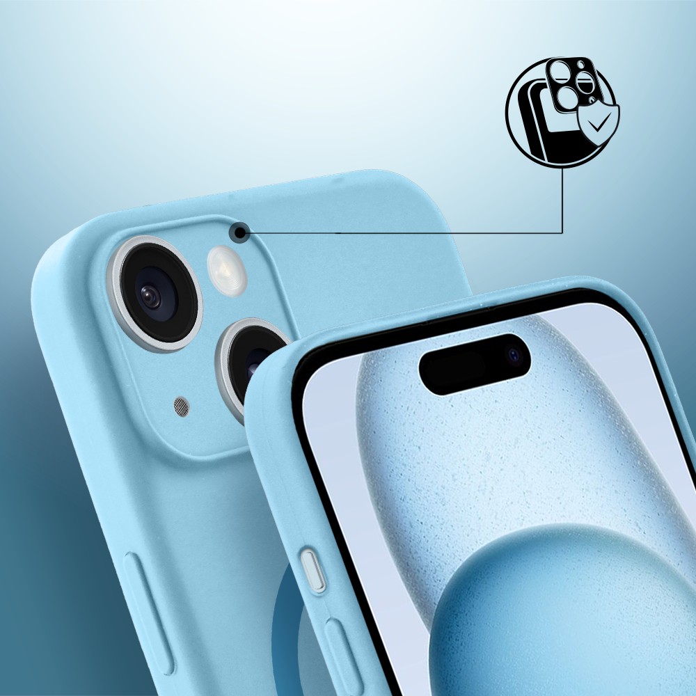 Etui do iPhone 15, silikonowe z MagSafe, mikrofibr
