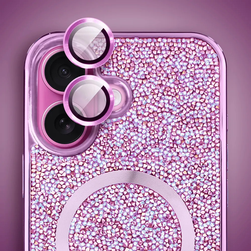 Etui do iPhone 16 Max MagSafe Tresury Case, diamentowe, z błyszczącą ramką, różowe (4)