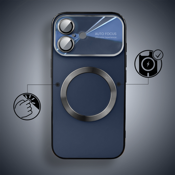 Etui do iPhone 16 Noble Brush z MagSafe i osłoną na aparat, czarne, granatowe (3)