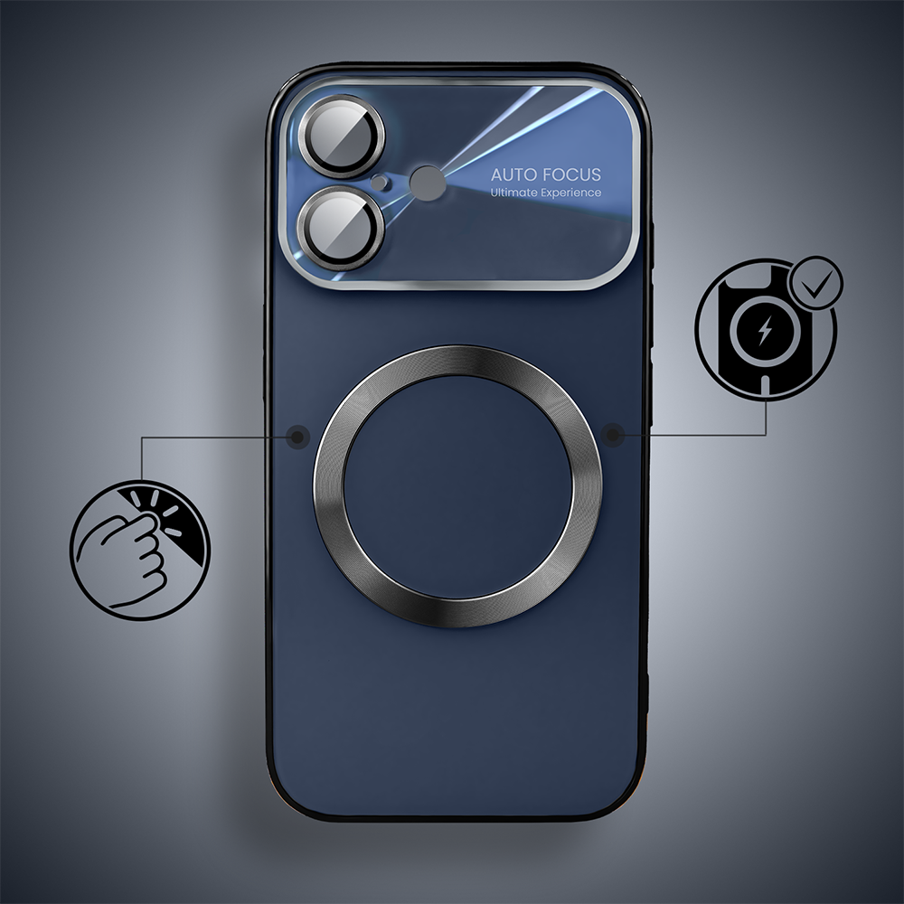 Etui do iPhone 16 Noble Brush z MagSafe i osłoną na aparat, czarne, granatowe (3)