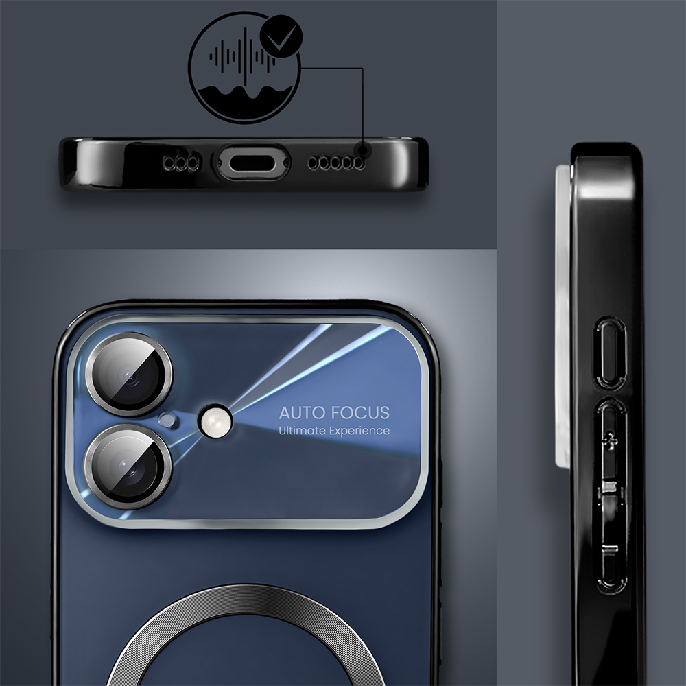 Etui do iPhone 16 Noble Brush z MagSafe i osłoną na aparat, czarne, granatowe (7)