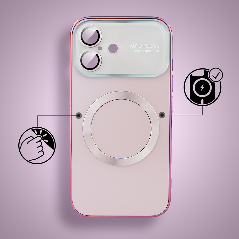 Etui do iPhone 16 Noble Brush z MagSafe i osłoną na aparat, różowe (1)