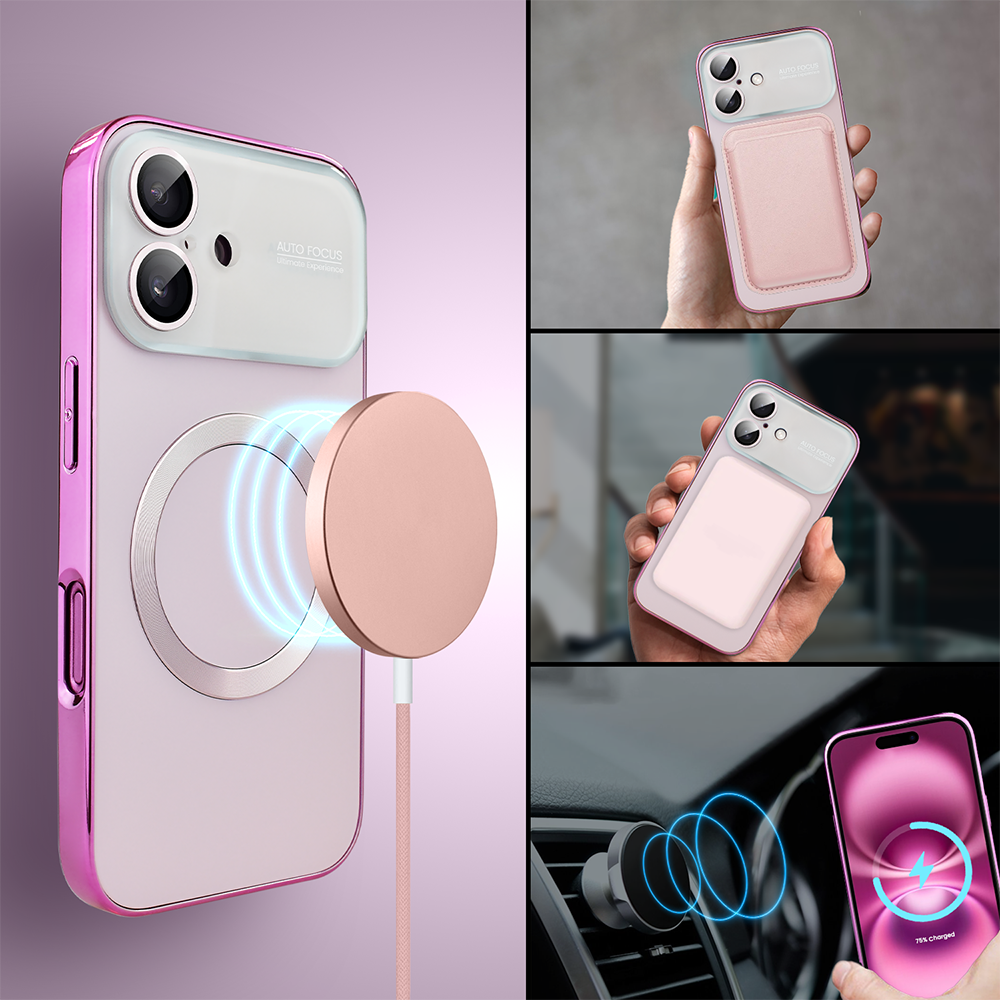 Etui do iPhone 16 Noble Brush z MagSafe i osłoną na aparat, różowe (2)