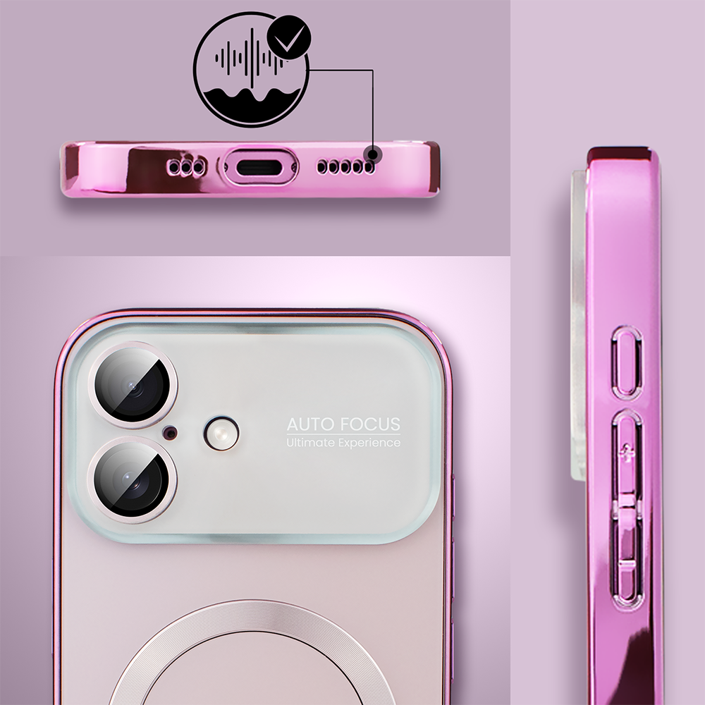 Etui do iPhone 16 Noble Brush z MagSafe i osłoną na aparat, różowe (5)