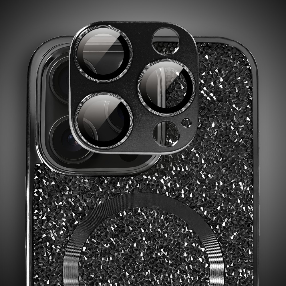 Etui do iPhone 16 Pro MagSafe Tresury Case, diamentowe, z błyszczącą ramką, czarne (8)