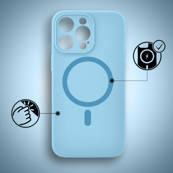 Etui do iPhone 16 Pro, silikonowe z MagSafe, mikrofibra soft touch z osłoną na aparat, jasny (9)