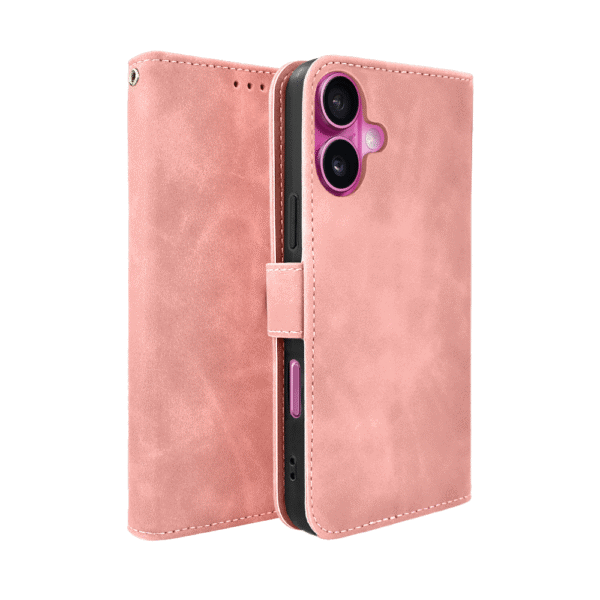 Etui do iPhone 16 Plus książkowe Velvet Touch, aksamitne, portfelowe z zamknięciem, różowe
