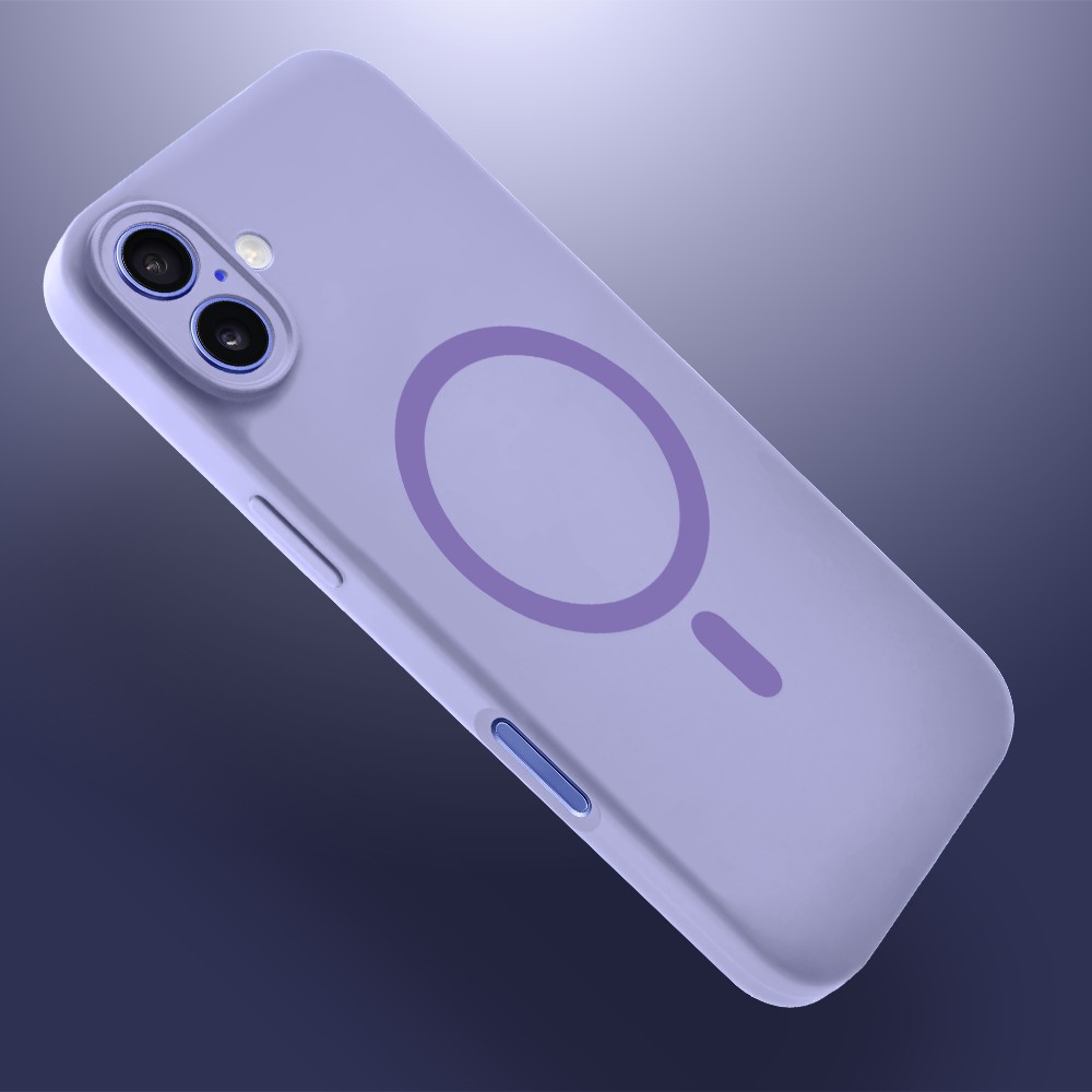 Etui do iPhone 16, silikonowe z MagSafe, mikrofibra soft touch z osłoną na aparat, fioletowe liliowe (6)