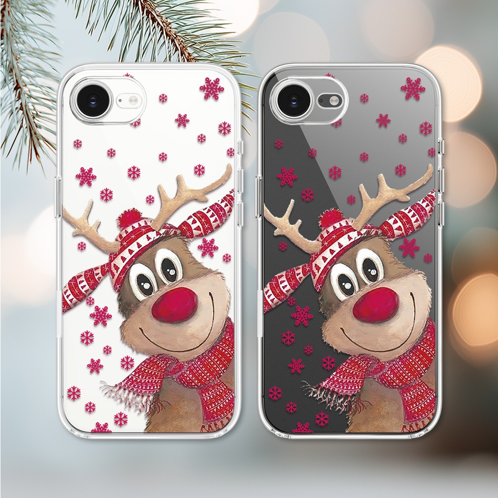 Etui do iPhone 16e, Merry Christmas świąteczny nadruk, renifer, przeźroczyste 16 e-3