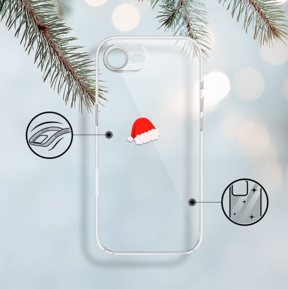 Etui do iPhone 16e, czapka Mikołaja, przeźroczyste 16 e-2