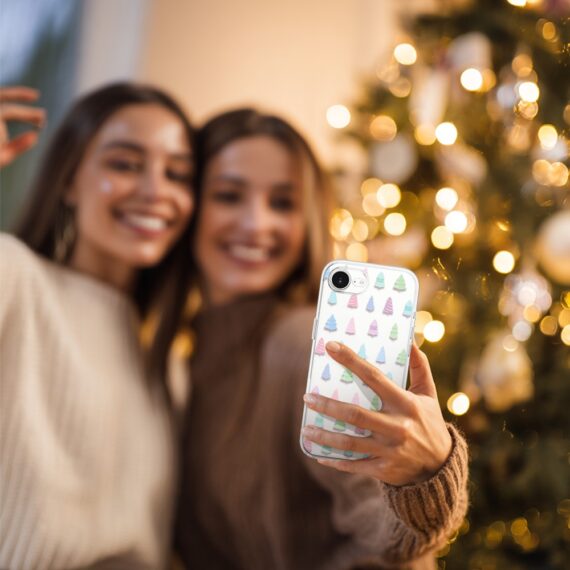 Etui do iPhone 16e, pastelowe choinki, przeźroczyste 16 e