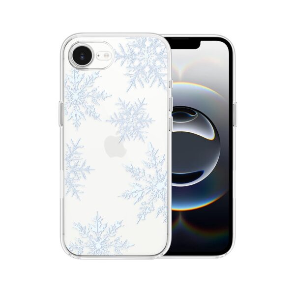 Etui do iPhone 16e, płatki śniegu, przeźroczyste