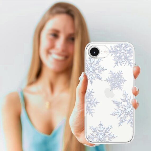 Etui do iPhone 16e, płatki śniegu, przeźroczyste 16 e-5