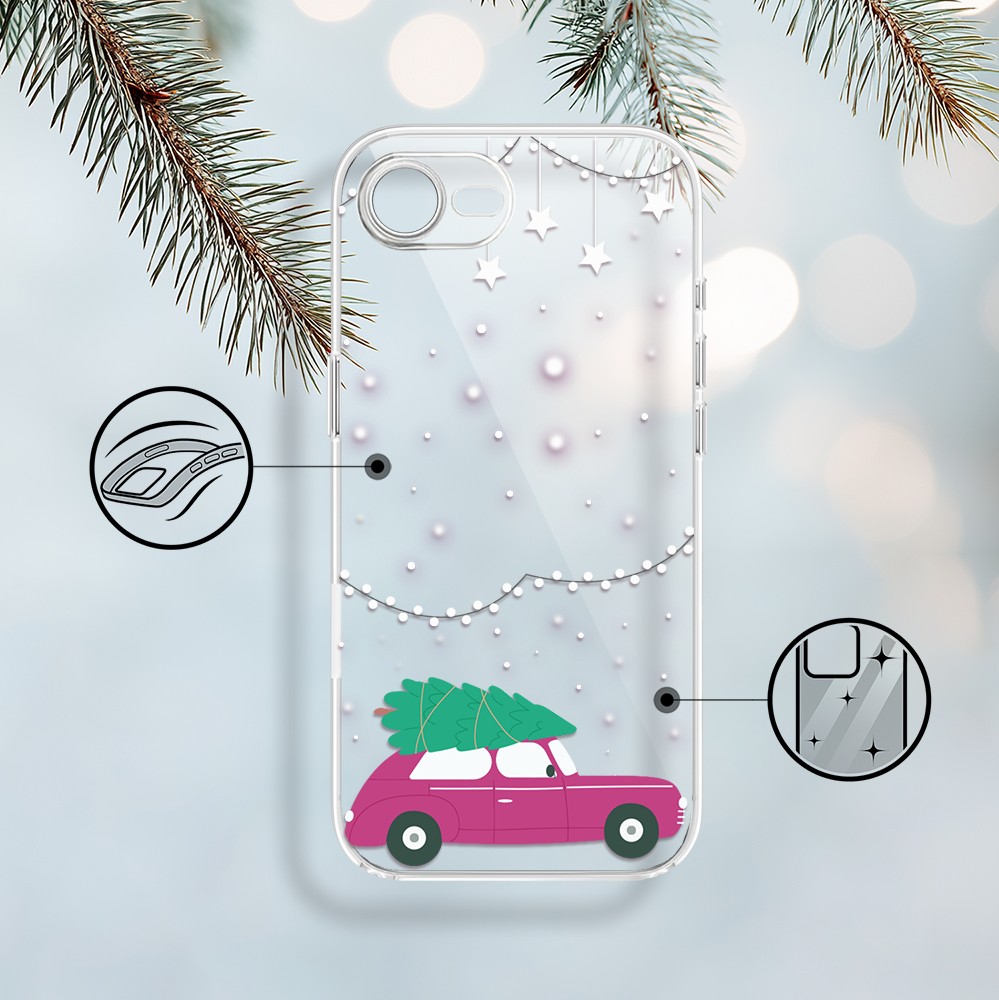 Etui do iPhone 16e, podróż do świąt, przeźroczyste 16 e-2