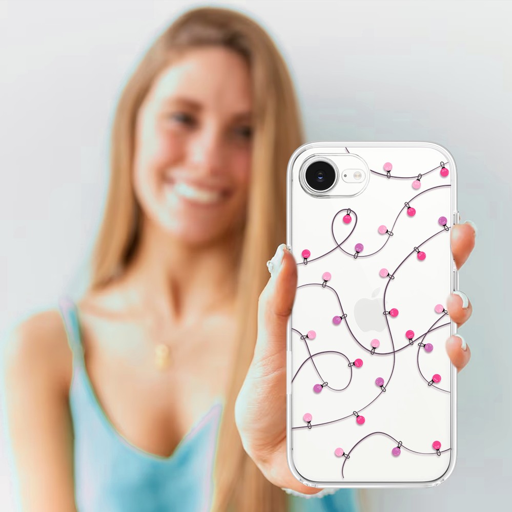 Etui do iPhone 16e, światełka świąteczne, przeźroczyste 16 e-5
