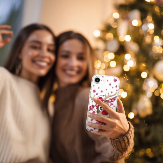 Etui do iPhone 16e z MagSafe, Merry Christmas świąteczny nadruk, renifer, przeźroczyste 16 e
