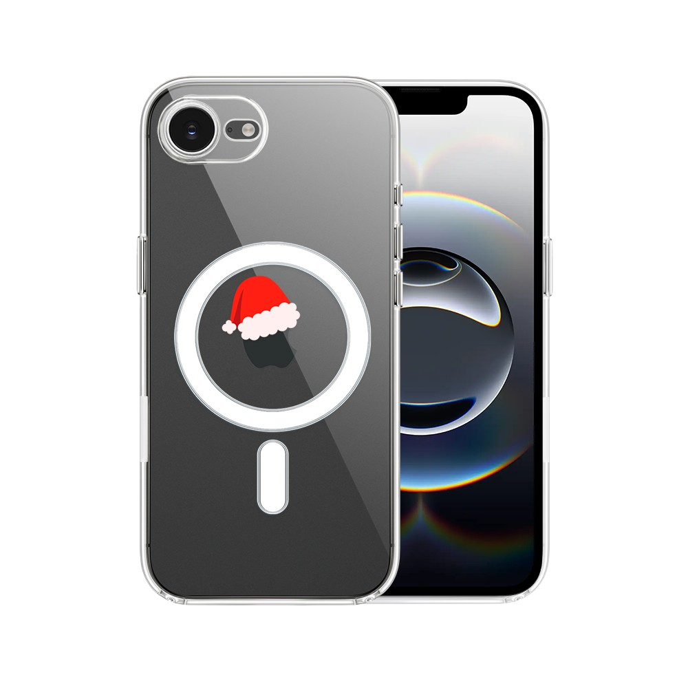 Etui do iPhone 16e z MagSafe, czapka Mikołaja, przeźroczyste