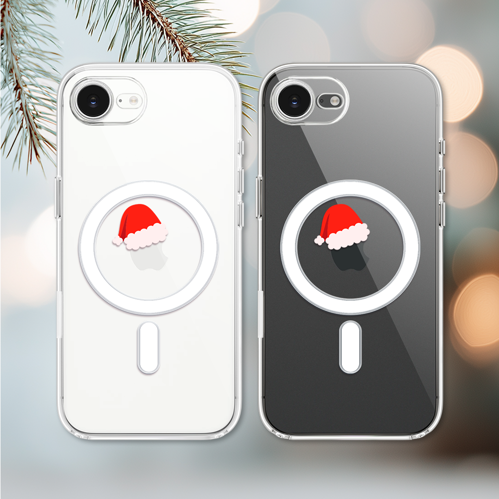 Etui do iPhone 16e z MagSafe, czapka Mikołaja, przeźroczyste 16 e-3