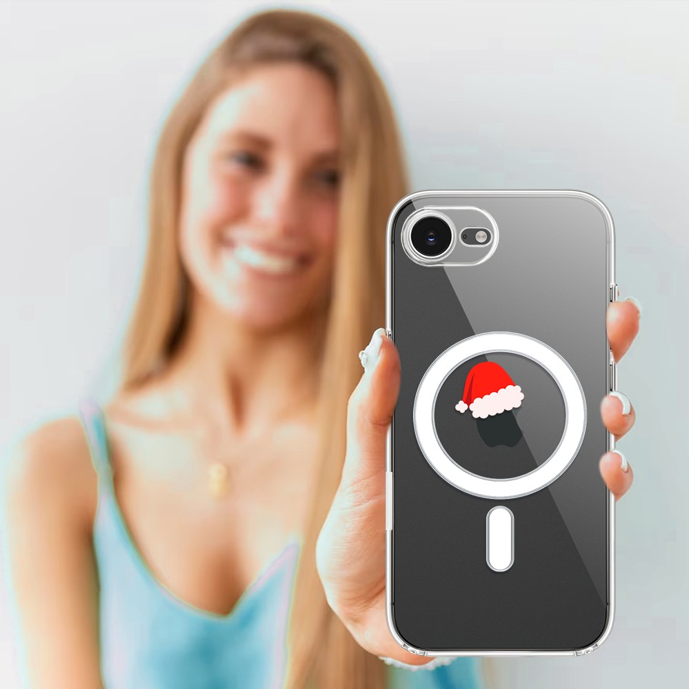 Etui do iPhone 16e z MagSafe, czapka Mikołaja, przeźroczyste 16 e-5