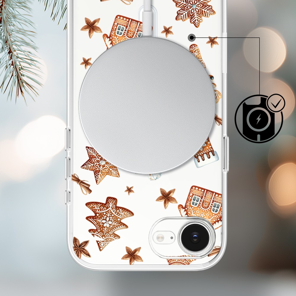 Etui do iPhone 16e z MagSafe, magia pierniczków, przeźroczyste 16 e-4