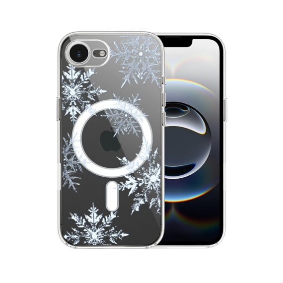 Etui do iPhone 16e z MagSafe, płatki śniegu, przeźroczyste 16 e-1