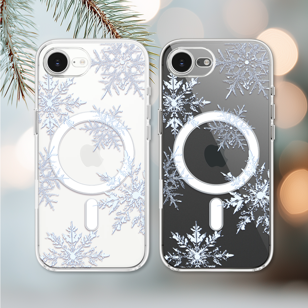 Etui do iPhone 16e z MagSafe, płatki śniegu, przeźroczyste 16 e-3