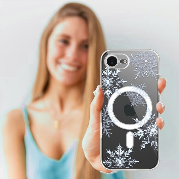 Etui do iPhone 16e z MagSafe, płatki śniegu, przeźroczyste 16 e-5