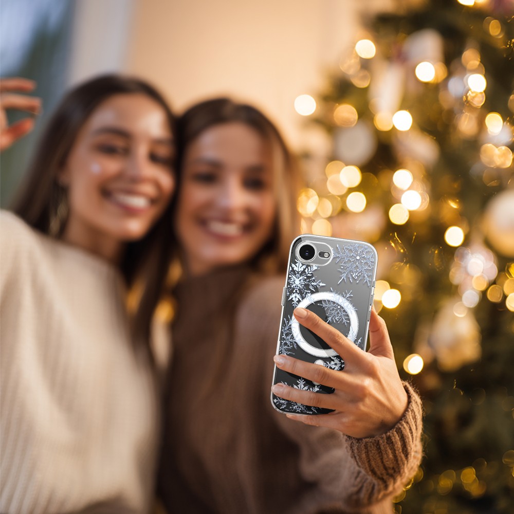 Etui do iPhone 16e z MagSafe, płatki śniegu, przeźroczyste 16 e