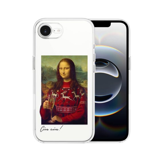 Etui do iPhone 16e z MagSafe, świąteczna Mona Lisa z szampanem, przeźroczyste 16 e-1